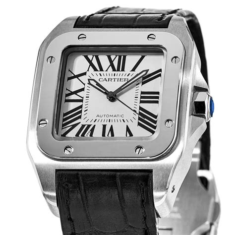 cartier watch mens leather|watch with black leather strap.